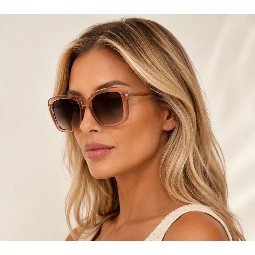 Fossil Brand Rose Smoke/Gray Lens Cat-Eye Sunglasses Silver Frame UV 100% New